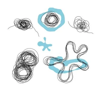 Set of different shapes scribbles isolated on white background 스톡 일러스트