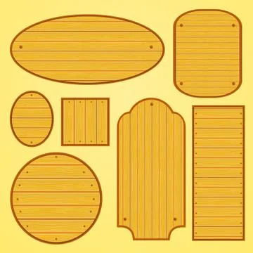 Set of different shapes vector wooden plates Stock Illustration