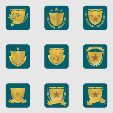 Set of different shield emblems Stock Illustration