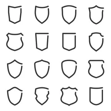 Set of different shield outline icons Stock Illustration