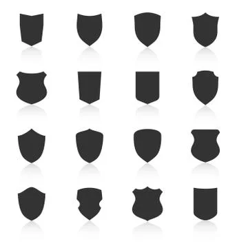 Set of different shield shapes icons Illustrazione stock