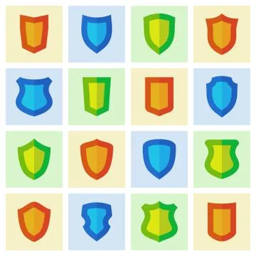 Set of different shield shapes icons Stock Illustration