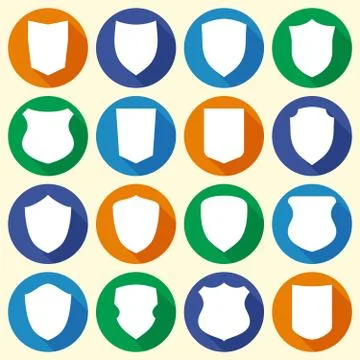 Set of different shield shapes icons Stock Illustration