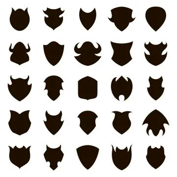 Set of different shield shapes icons. Vector Stock Illustration