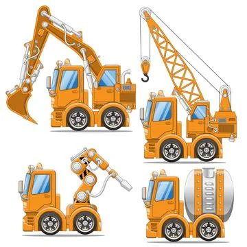 A set of different short cars for construction. Stock Illustration