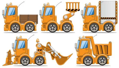 A set of different short cars for construction. Stock Illustration