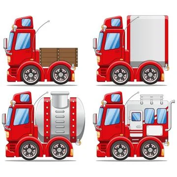 A set of different short trucks. Stock Illustration
