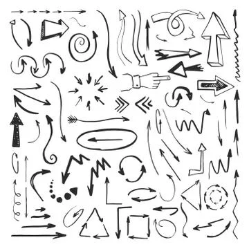 Set of different signs, arrows, pointers. Stock Illustration