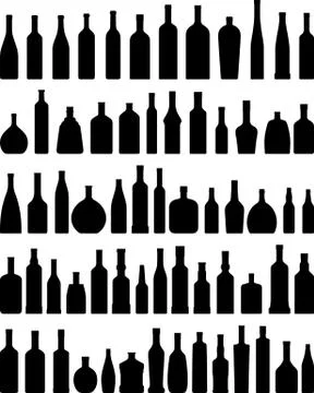 Set of different silhouettes bottles isolated on white background. Vector Stock Illustration