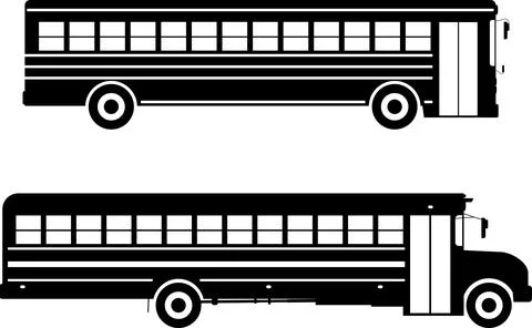 Set of different silhouettes school buses isolated on white background Stock Illustration