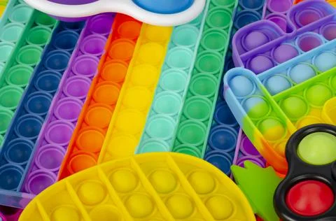 A set of different simple dimples, pop it. Fashionable and modern anti stress Stock Photos