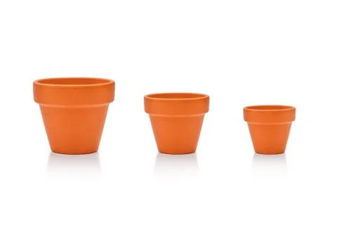 Set different site flower pots isolated on white Stock Photos