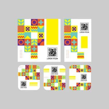 Set of different size qr code label with geometric design concept Stock-Illustration