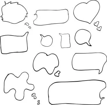 Set of different sizes of thought bubbles hand drawn cartoon doodle vector Illustrazione stock