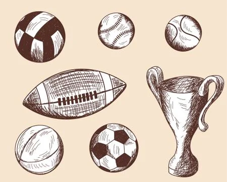 Set of different sketch balls Stock Illustration