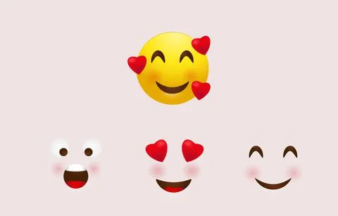 Set of Different Smile Faces Emoji Stock Illustration