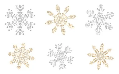 Set of different snowflakes isolated on white background Stock Illustration