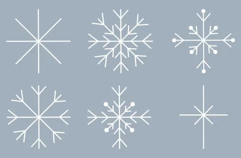 Set of different snowflakes, winter design element, flat vector Stock Illustration