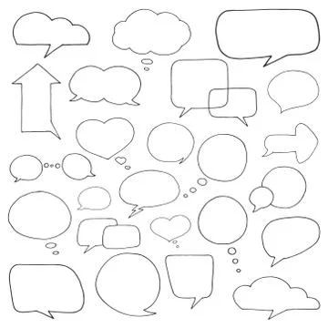 Set of different speech balloons. Vector illustration in a sketch style. Stock Illustration