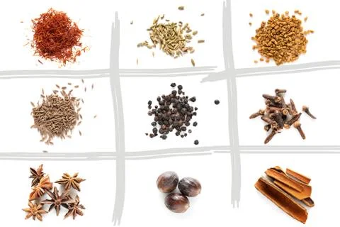 Set of different spices Foto stock