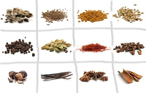 Set of different spices Foto stock