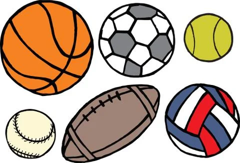 Set of different sport balls. vector Stock Illustration