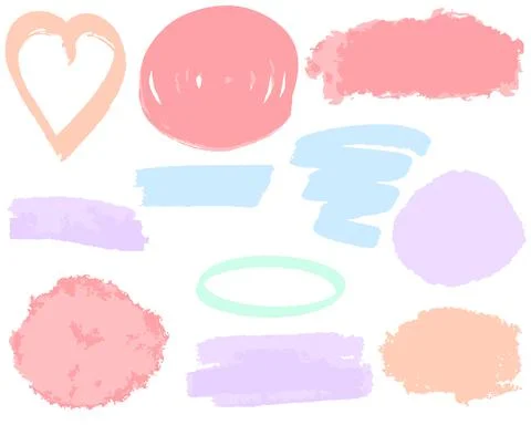 A set of different spots and stripes for design. Vector blots. Stock Illustration