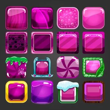 Set of different square buttons Stockillustratie