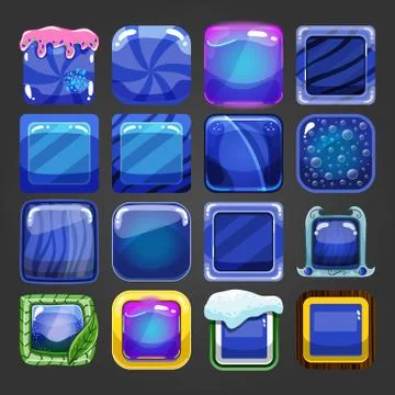 Set of different square buttons Stock Illustration