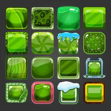 Set of different square buttons Stock Illustration