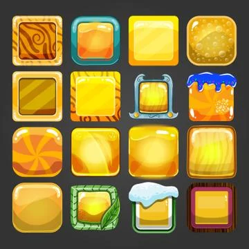 Set of different square buttons Stock Illustration