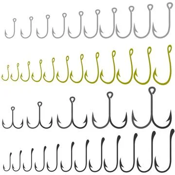 Set of Different Steel Hooks Set of Different Steel Hooks Isolated on Whit... Foto stock