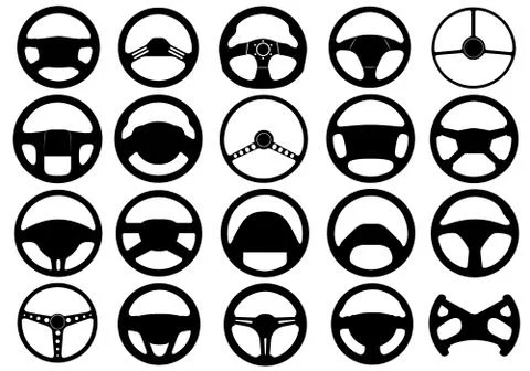 Set of different steering wheels Stock Illustration