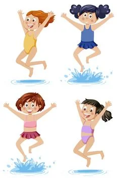 Set of different summer kids characters Stock-Illustration