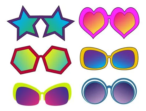 Set of different sun glasses in pop art retro comic style for your designs. V Stock Illustration