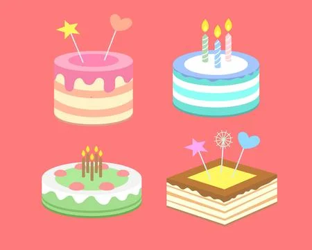 A set of different sweet cakes. Stock Illustration