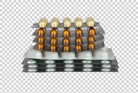 Set of different tablets, pills and capsules isolated Stock Illustration