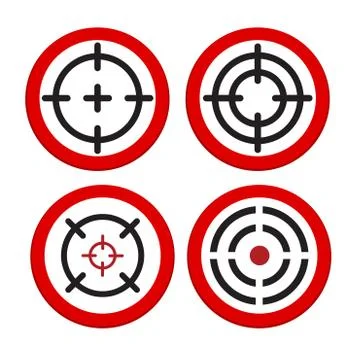 Set of different target icon for design isolated on white, stock vector illus Stock Illustration