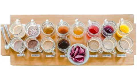 Set with different tea on white background, isolated Stock-Fotos