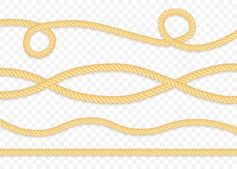 Set of different thickness ropes isolated on white. Vector illustration. 스톡 일러스트