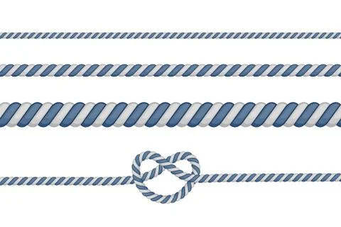 Set of different thickness ropes isolated on white. Vector illustration. Stock Illustration