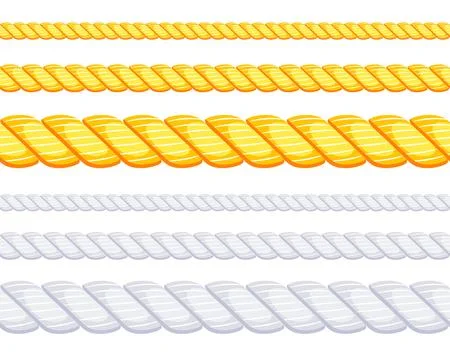 Set of different thickness ropes. Jute or hemp cordage frames. Vector Stock Illustration