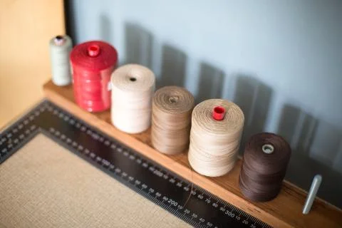 A set of different threads for sewing. Handmade concept. Concept of small bus Stock Photos