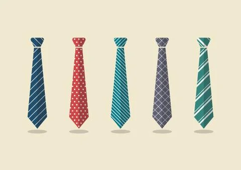 Set of different ties Stock Illustration