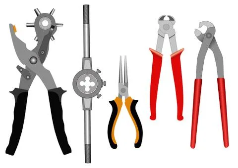 Set of different tools for a household on a white background Stock Illustration
