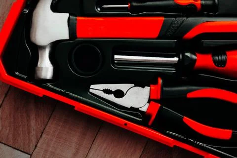 Set of different tools for work Stock Photos