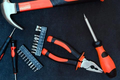 Set of different tools for work Stock Photos