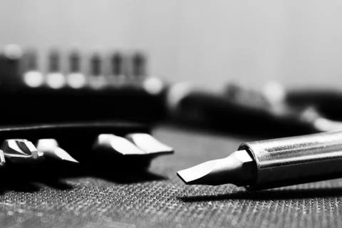 Set of different tools for work Stock Photos