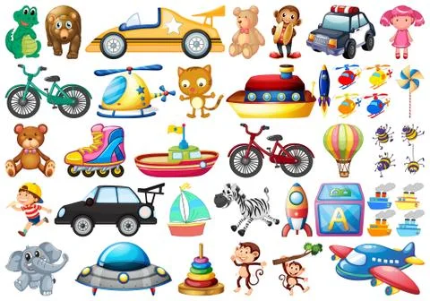 Set of different toys Stock Illustration