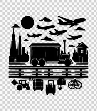 Set of different transportation icons Stock Illustration